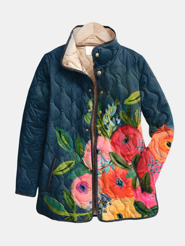 Amaya | Vintage Floral Pattern Padded Jacket