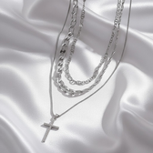 Triple Layer Cross Necklace