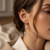 Gold Floral Pearl Drop Earrings