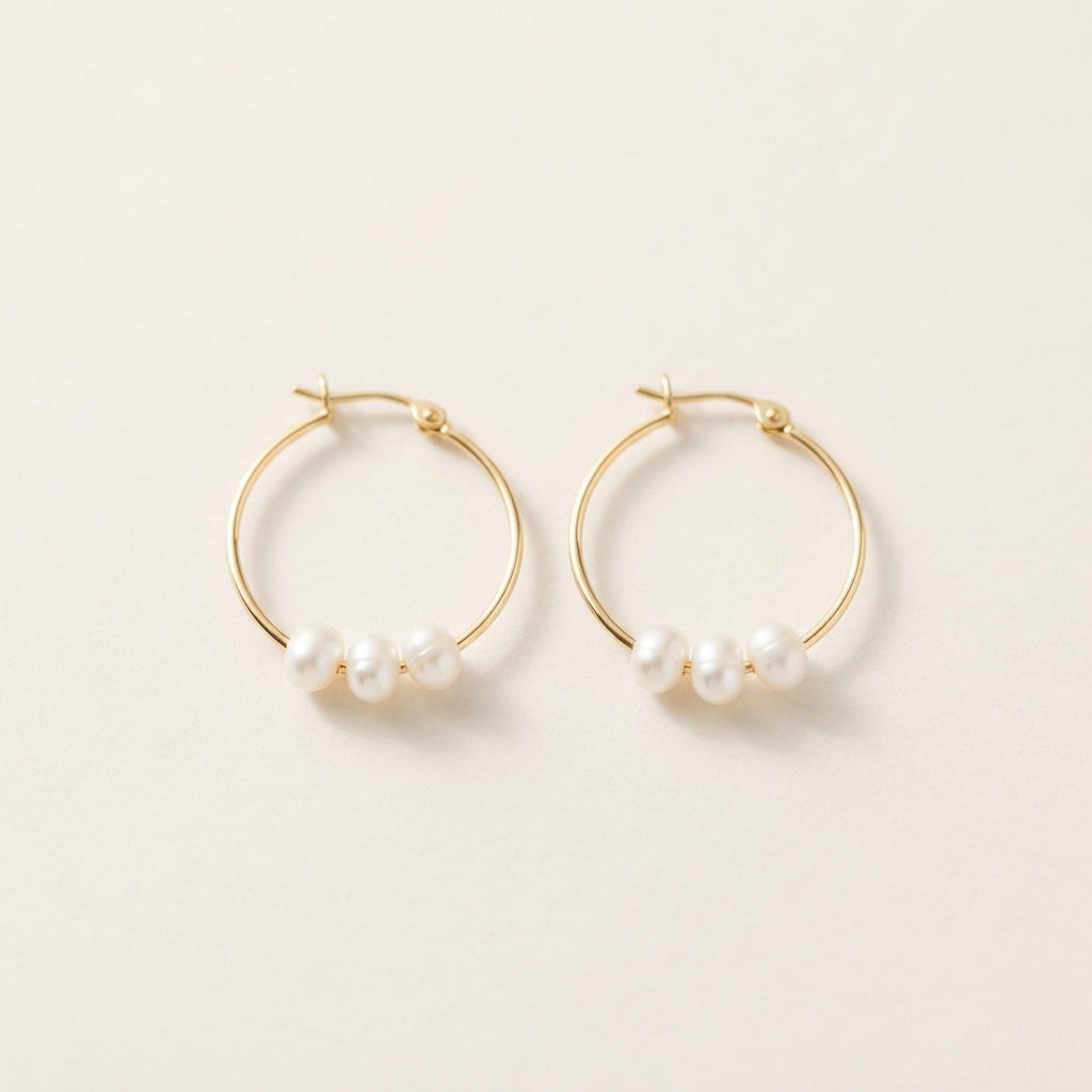 Selene Pearl Hoops