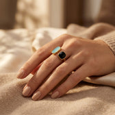 Gold Dual Stone Open Ring