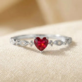 Gold Ruby Heart Ring