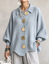 Isadora™ | Oversized Collared Cardigan With Large Metal Buttons