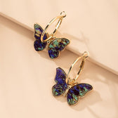 Earrings with Multicolored Butterflies in Gold