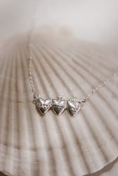 Sacred Hearts of the Holy Family Necklace in Sterling Silver