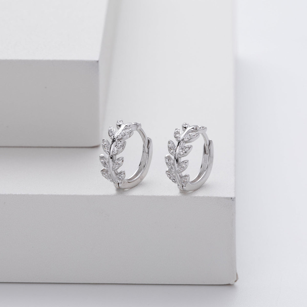 Leaf-Shaped Silver Hoops