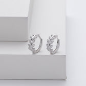Leaf-Shaped Silver Hoops