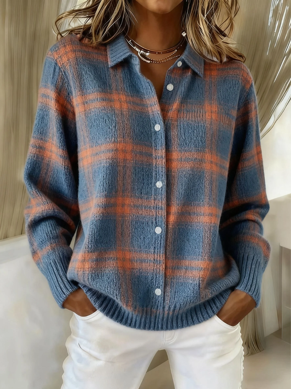Zafira | Warmer Blue Checked Cardigan