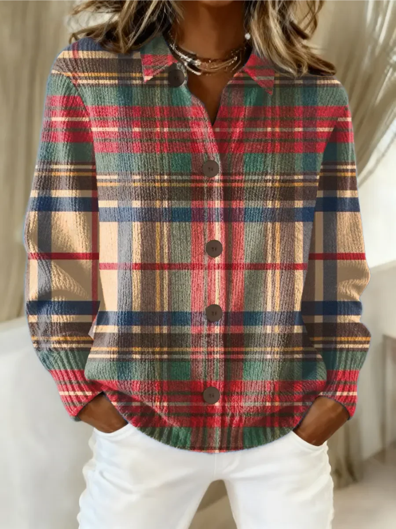 Gloria | Multicoloured Check Pattern Button Cardigan
