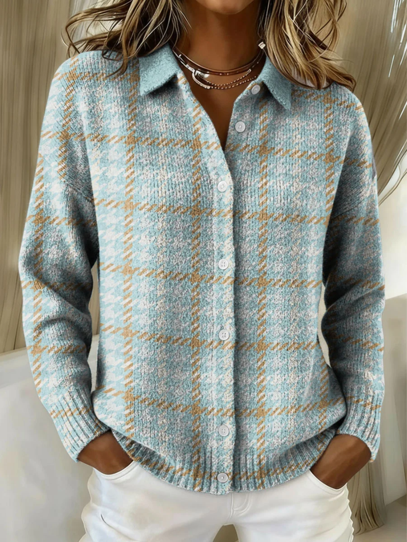 Clara | Sky Check Button Cardigan