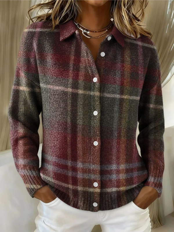 Eleanor | Classic Checked Knit Cardigan