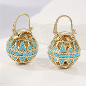 Turquoise Filigree Globe Drop Earrings