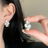 Flower Earrings of Silver and 18K Gold