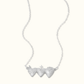 Sacred Hearts of the Holy Family Necklace in Sterling Silver
