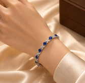 Silver Sapphire Floral Link Bracelet