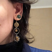 Earrings with Sun and Moon Pendant