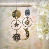 Earrings with Sun and Moon Pendant