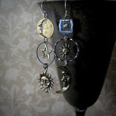 Earrings with Sun and Moon Pendant
