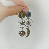 Earrings with Sun and Moon Pendant