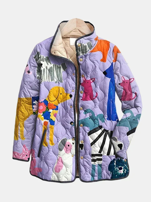 Rhea | Casual Padded Jacket with Dog Pattern