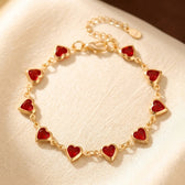 Gold Ruby Heart Chain Bracelet