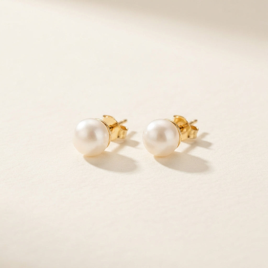 Perla Stud Earrings — gold-plated freshwater pearl studs