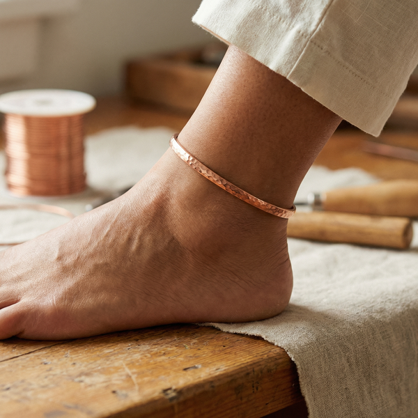 Sand-Colored Copper Anklet