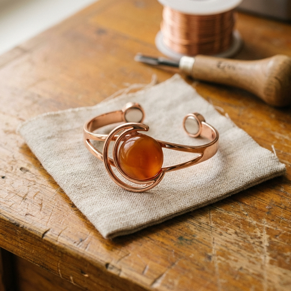 Orange Copper Sphere Bracelet