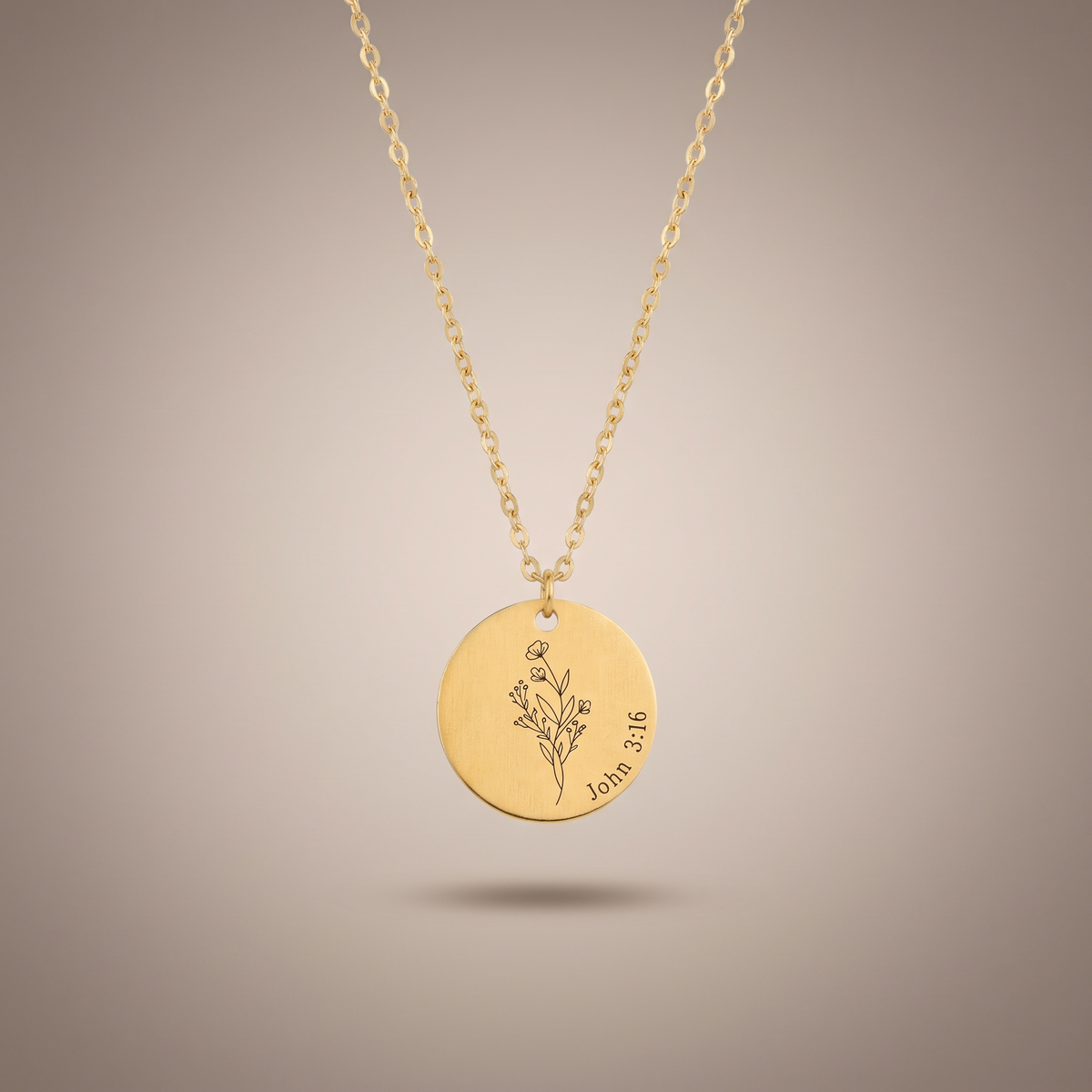 Birth Flower Engraved Necklace