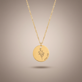 Birth Flower Engraved Necklace