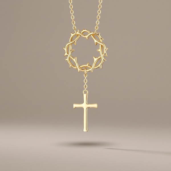 Crown of Thorns Cross Necklace