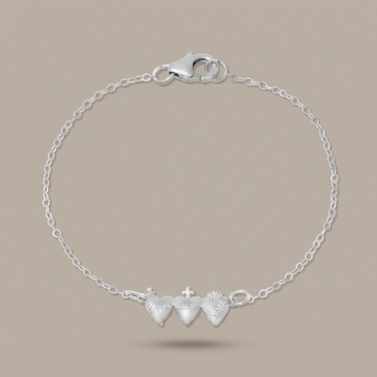 Sacred Hearts of the Holy Family Bracelet in Sterling Silver