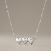 Sacred Hearts of the Holy Family Necklace in Sterling Silver