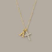 Initial Crystal Cross Necklace