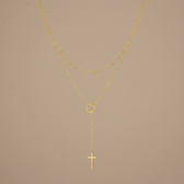 Double Layer Through Grace Cross Necklace