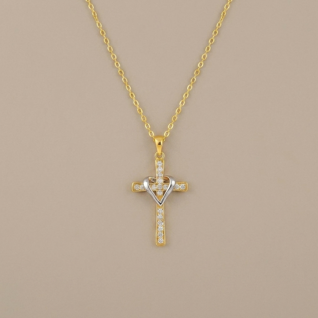 Two Tone Cross Necklace