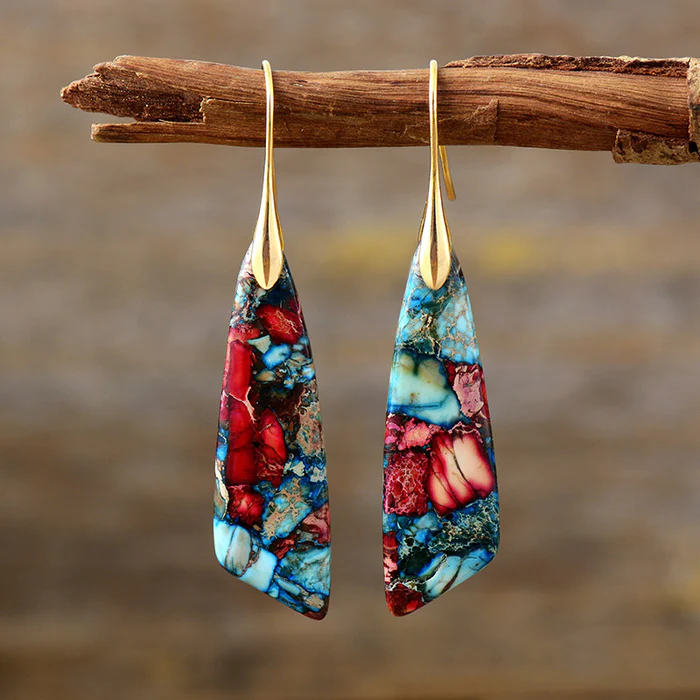 Earrings with Multicolored Stones