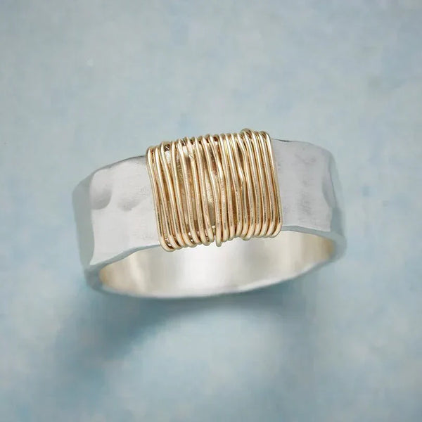 Silver and Gold Wire Wrapped Ring