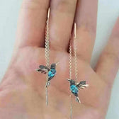 Gold and Crystal Hummingbird Earrings