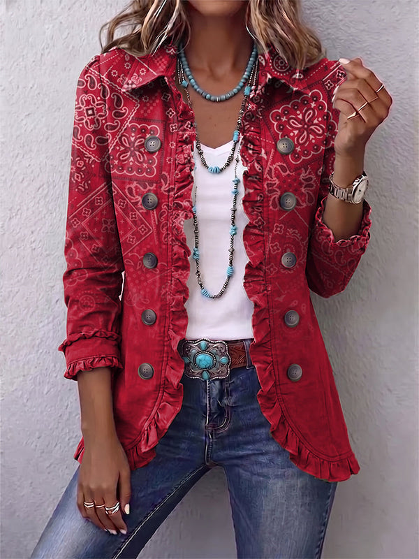 Criselle™ | Bohemian Paisley Ombre Print Ruffle Jacket