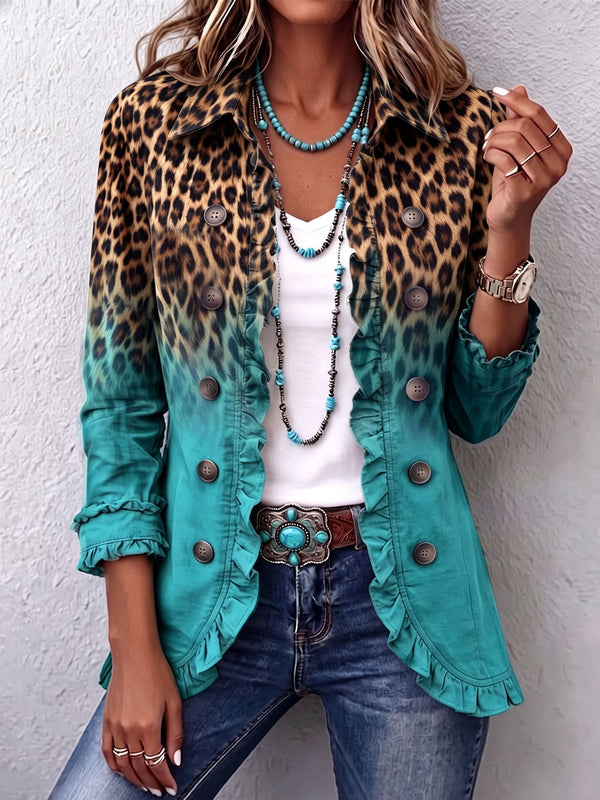 Elspeth™ | Leopard-Ombre-Ruffle Blazer