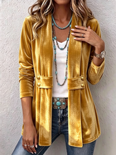 Holliwell™ | Vintage Revers Collar Accent Long Sleeve Open Front Jacket