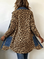 Fablenne™ | Leopard Print Denim Panel Contrast Long Jacket