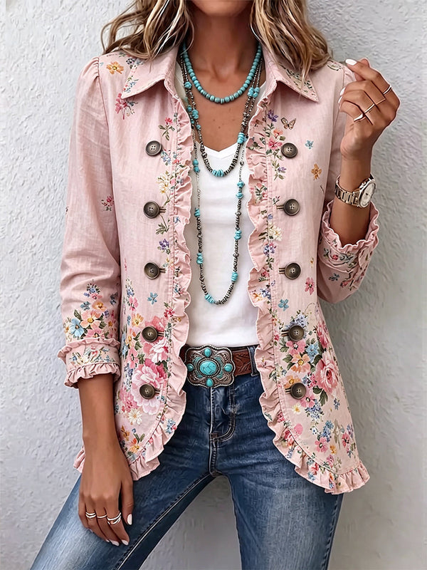 Bettany™ | Floral Ruffle Snap Jacket