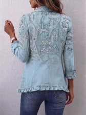 Estrella™ | Vintage Paisley Print Ruffle Jacket