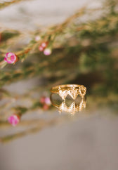 Sacred Hearts of the Holy Family Ring in Gold Vermeil